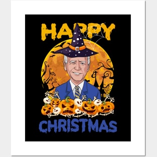 Funny Anti Joe Biden Halloween Happy Christmas Witch Hat Posters and Art